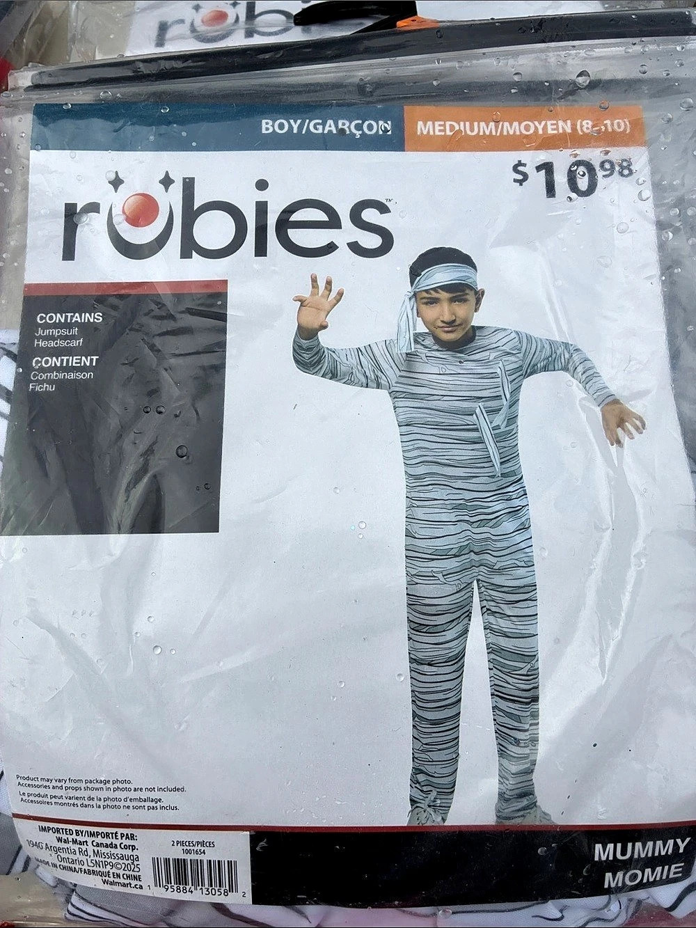 Robies Mummy Costume Boys Medium Gray & White NWT